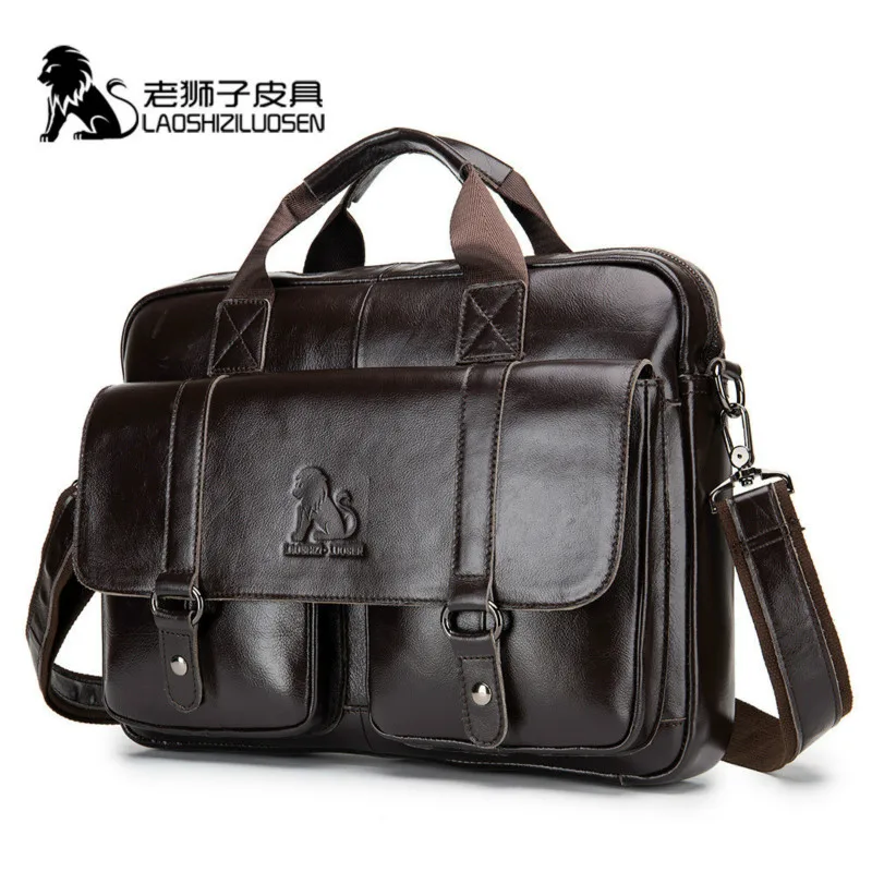 

2023 New Genuine Leather Business Messenger Bag Men Shoulder Bag Vintage Male Casual Totes Handbag Cowhide Crossbody Bag Men