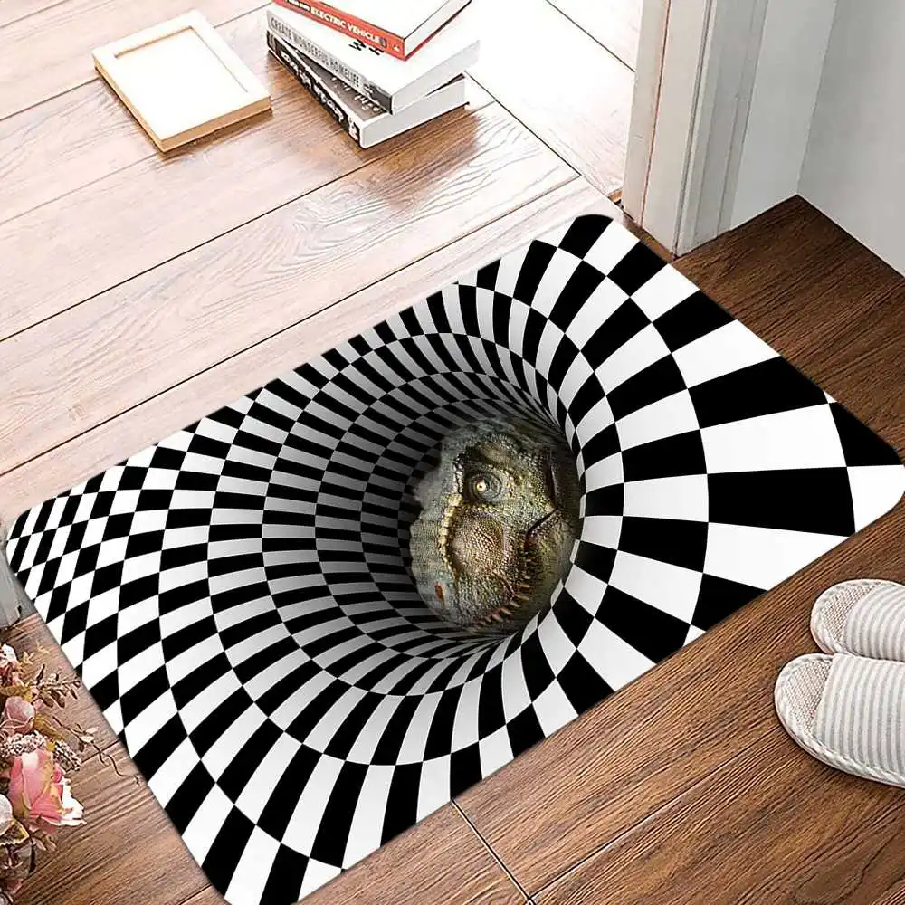 

3D Funny Dinosaurs Printed Door Mat Living Room Bedroom Hallway Soft Polyester Entrance Doormat Room Decor Area Rug Alfombra
