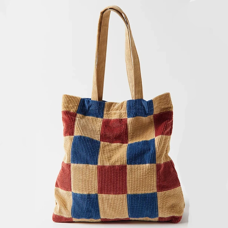 

Autumn Winter 2022 New Corduroy Block Tote Women's Bag Shoulder High-capacity Shopping Large Designer Handbag Exquisite Office