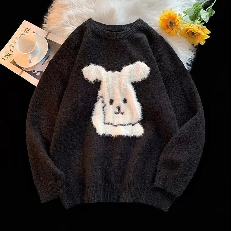 

Rabbit Sweater Women Round neck Loose New Winter Fasion Brand Rabbit Couple Sweater Sloucy winter clotes women pullover