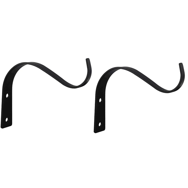 

2X Gardening Supplies, 4.5Inch Bending S Shape Wall Hanging Flower Pot Support Bracket Hook Iron Hanger Black