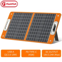 flashfish foldable solar panel 60w 18v portable solar charger with dc output usb c qc3 0 for phones tablets van rv trip camping