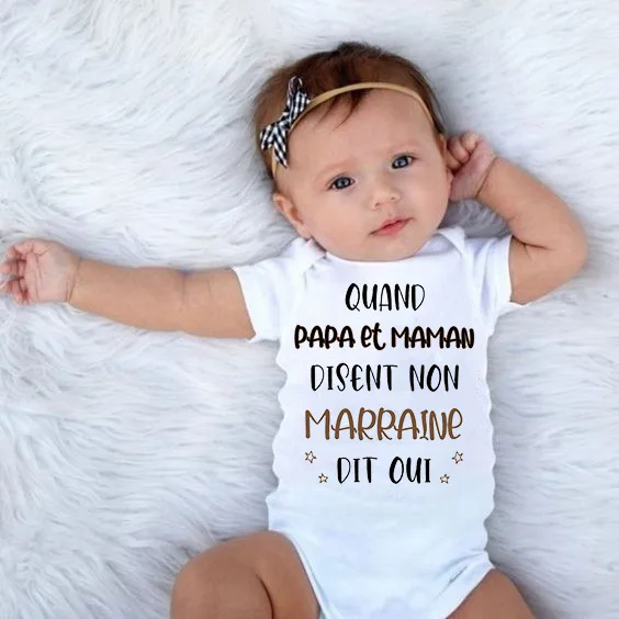 Фото Если мой папа и мама, Say No Godmother Say Yes, детское боди с принтом, забавный комбинезон с короткими рукавами для новорожденных, одежда для маленьких мальчиков и девочек №1
