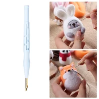 1 set embroidery pen needle useful blue with handle knitting pen needle weaving tools for handcraft punch needle knitting pen