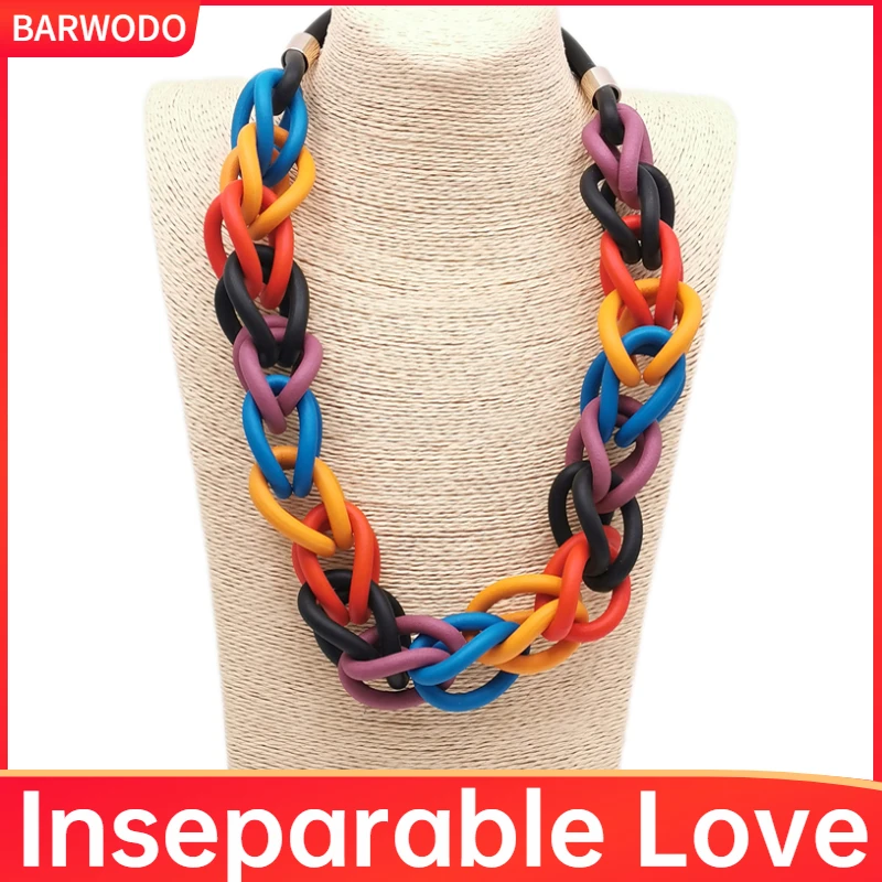 

BARWODO Colorful Rubber Necklace For Women Luxury Designer Gothic Accessories Vintage Chain Jewelry Bohemia Choker Necklace