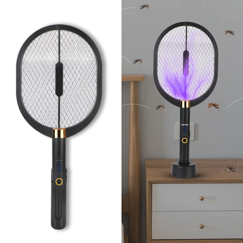 

With UV Light Insect Bug Zapper Summer Fly Swatter Mosquito Trap Electric Mosquito Swatter USB Rechargeable 3000V