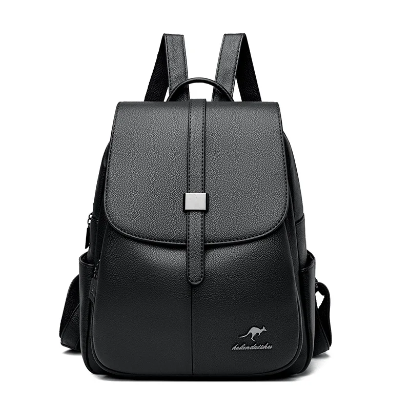 

TRAVEASY Women Backpack 2022 New College Students Schoolbags PU Leather Female Backpack Pack Outdoor Sports Waterproof Anti-tear
