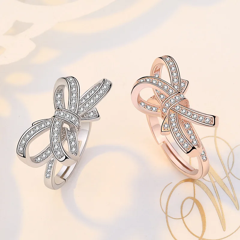 

Butterfly Bow Open Crystal Ring Engagement Rings for Women Jewellery