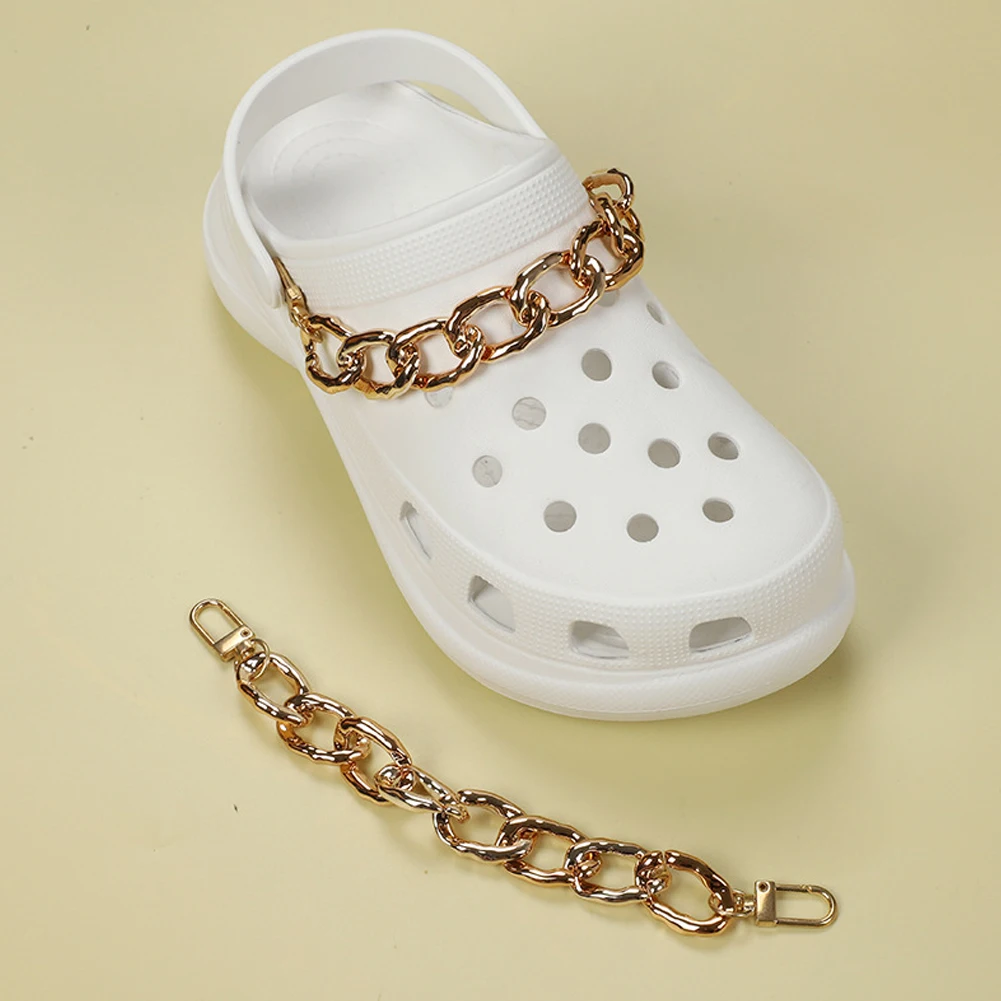 Single Sale Chain Lace Croc Shoes Charms Rose Gold Black Accessories Jibz For Croc Clogs Shoe Decorations DIY Chid Kids Gifts