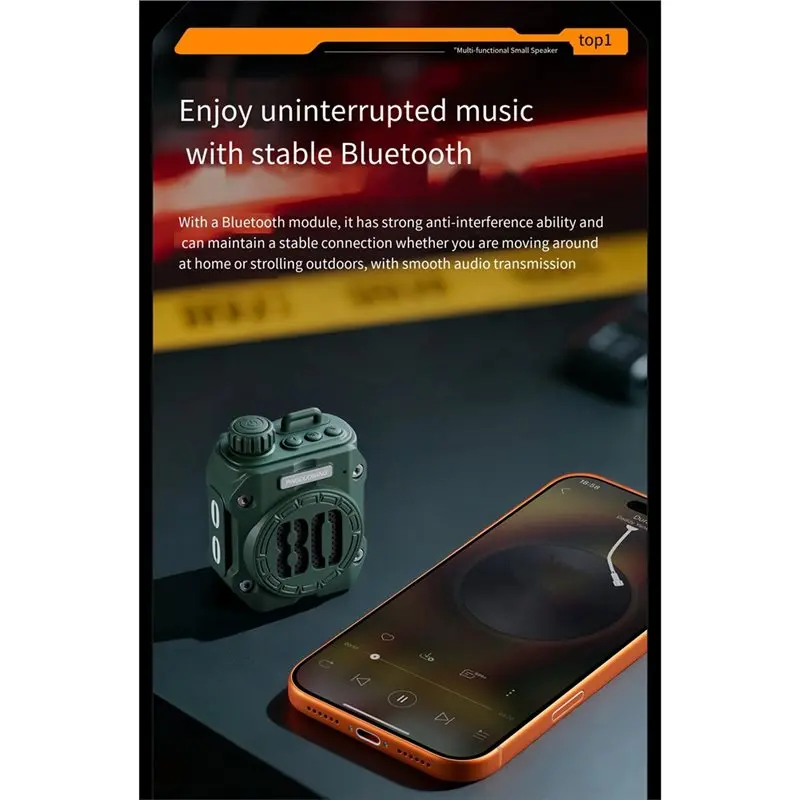 Фото ABJF-Mini Bluetooth-динамик, Hi-Fi-плеер, беспроводной музыкальный плеер с гнездом для TF-карты A №5
