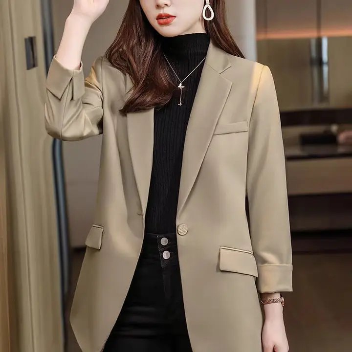 

New Autumn Blazer Women Fashion Solid Color Small Suit Long Sleeve Suit Coat Blazers Casual Jacket Lady Office Blazer U4