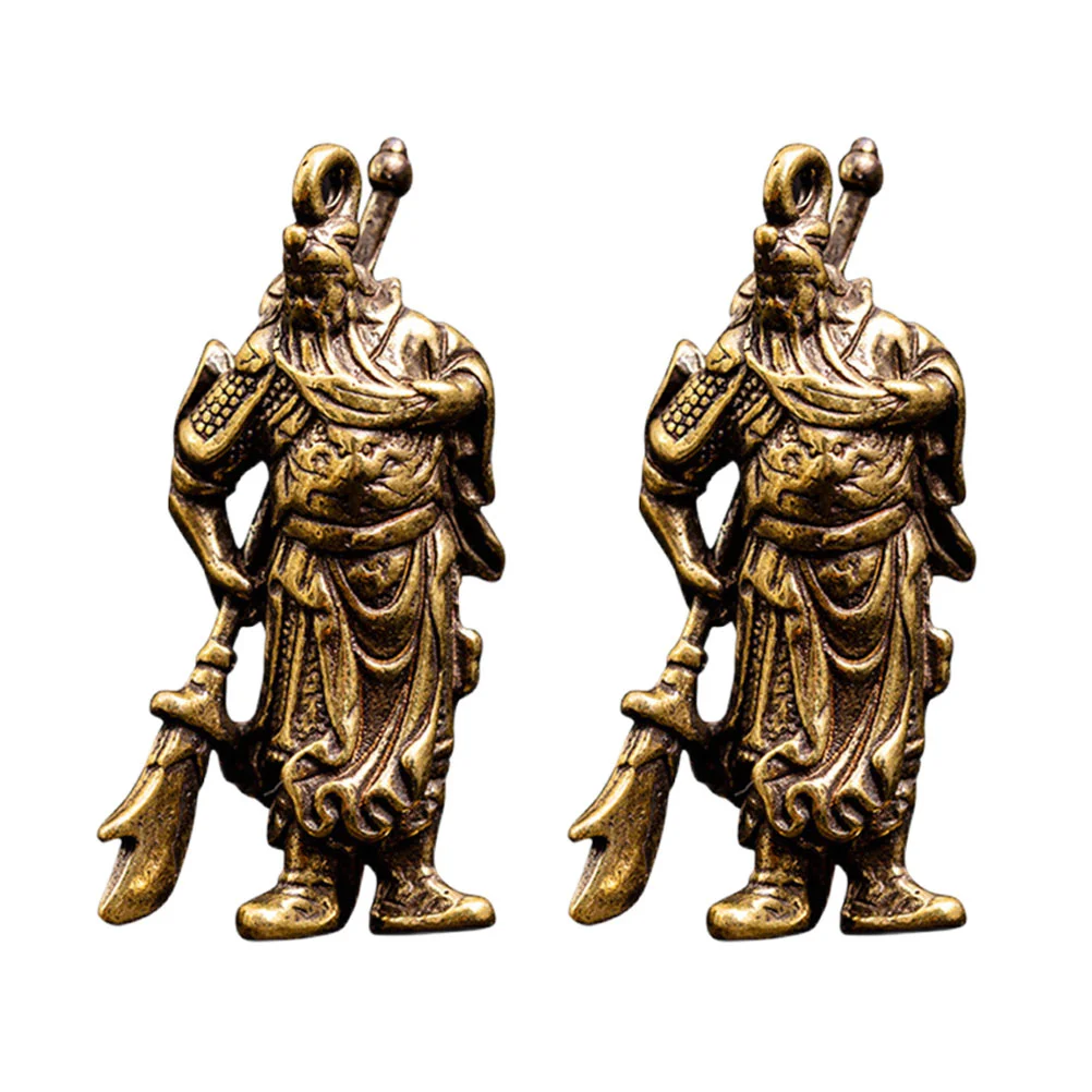 

Charms Keychain Guan Chinese Statue Gong Decor Brass Figurines Yu Hanging Pendant Craft God Kuanwar Figurine Lucky Metal Kung