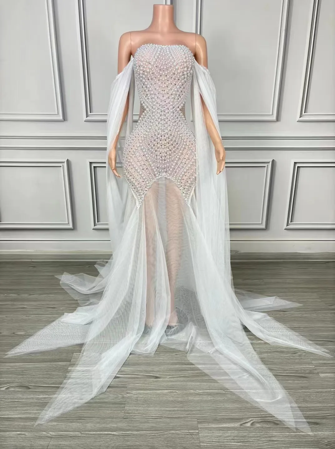 Новый топ с жемчугом белая сетка сказочная женская вечерняя одежда фотостудия