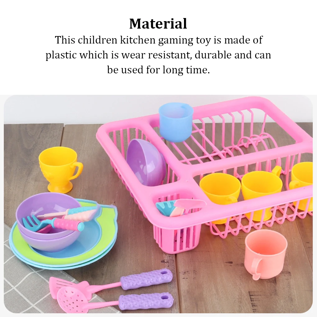 

19 Pieces Set Children Kitchen Playing Toy Dishes Toys Random Color