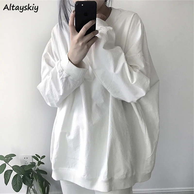 

Sweatshirts Women Loose Unisex Cool Fashion Casual Simple Basic Female Clothes Streetwear Ulzzang All-match College Couple Mujer