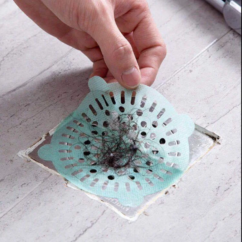 

50pcs Disposable Floor Drain Sticker Anti Clogging Sewer Bathroom Hair Filter Screen Simple and Practical Gadgets