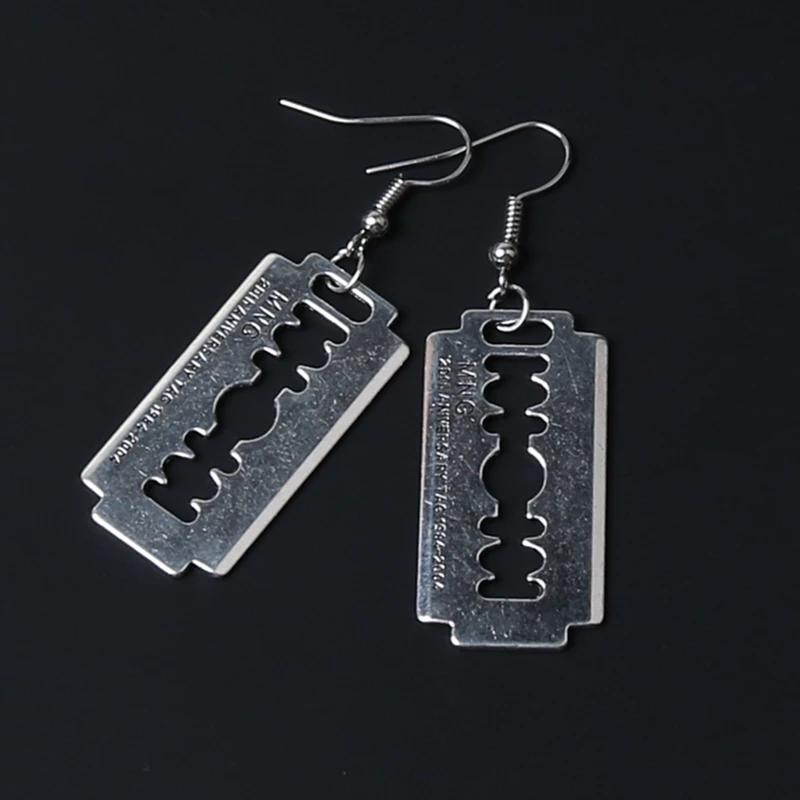 

Razor Blade Earrings Gothic silver color Goth Punk Kitsch Handmade Jewellery