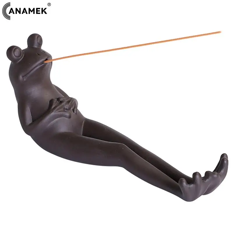 Ceramic Insence Burner Ash Catcher Incense Stand Frog Ornament For Aromatherapy/ Yoga Home Decor