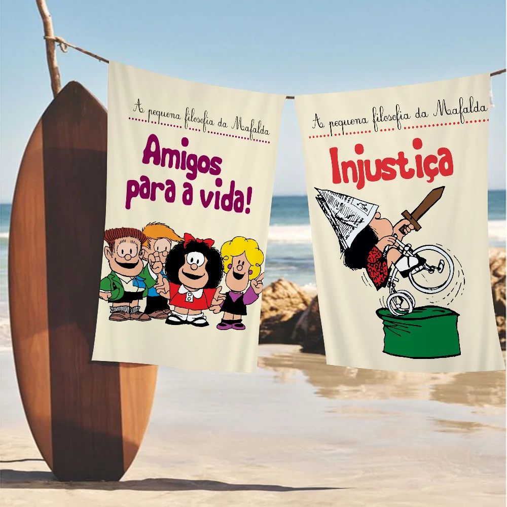 Милые Мультяшные большие пляжные полотенца Mafalda из микрофибры быстросохнущее