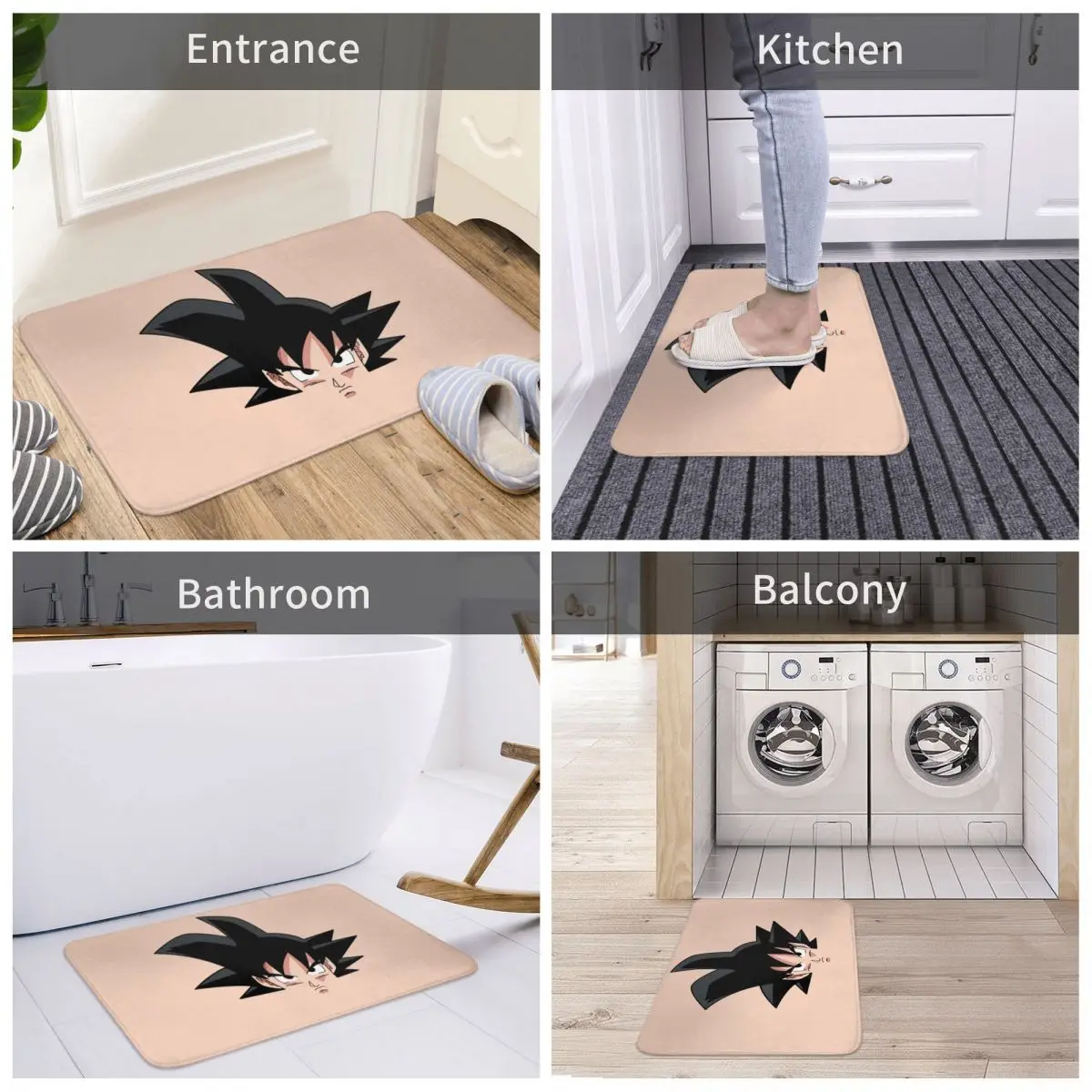 Son Goku Doormat Bathroom Printed Polyeste Entrance Hallway Carpet Japan Anime Cartoon Anti-slip Floor Rug Door Mat Bath Mat images - 6