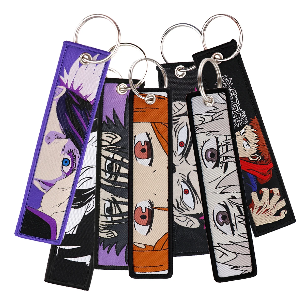 

QE068 Cool Stuff Anime Jet Tag Embroidery Chaveiro Jujutsu Kaisen Key Ring Special Tag Label Chain Cartoon Keychain Keys Tag