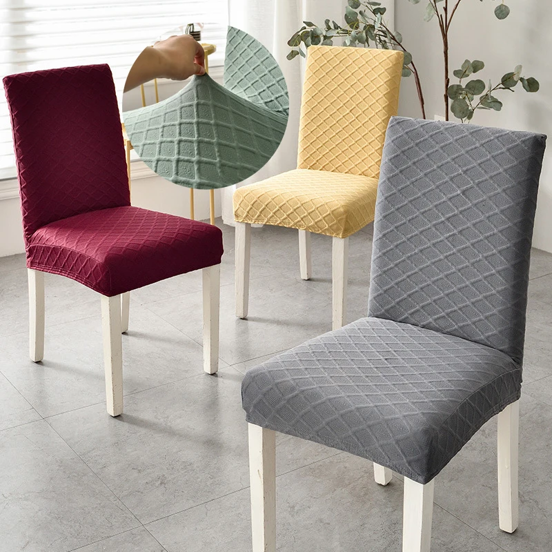 

Dining Chair Seat Cover Jacquard Spandex Slipcover Protector Case Stretch for Kitchen Office Chairs Seat Hotel Banquet Elastic