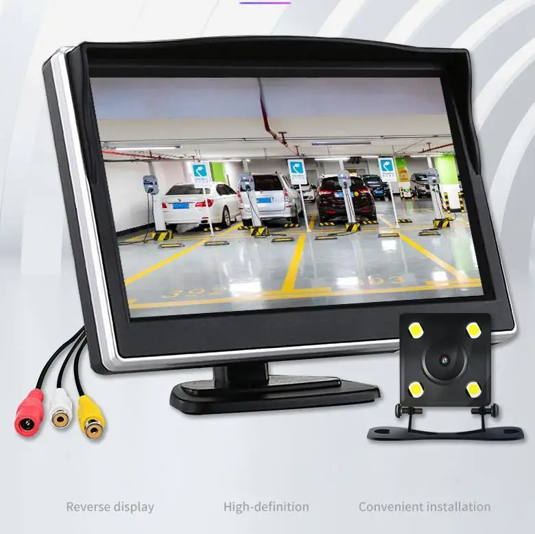 

5 Inch Tft Lcd Screen Car Monitor 2 Channels Video Input 800 X 480 Reversing Parking Hd Digital Display