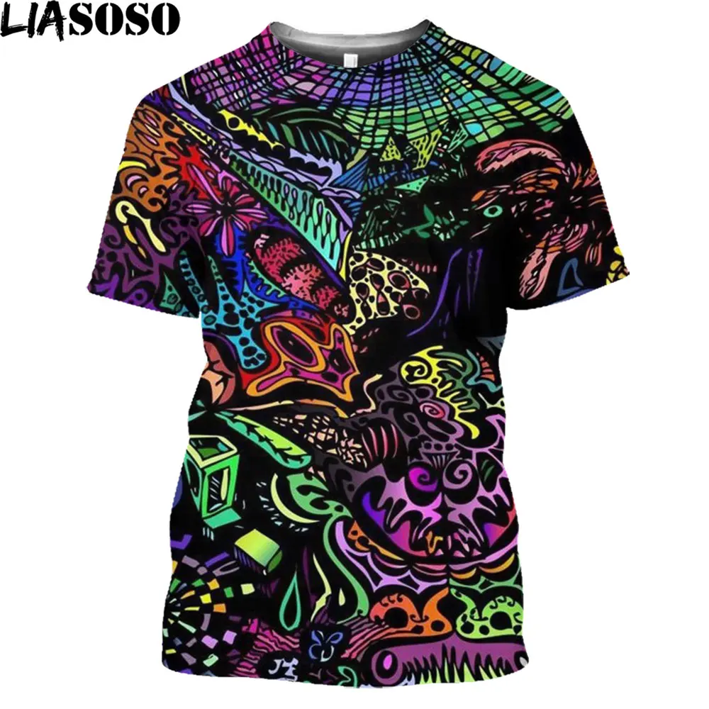 

LIASOSO Brand Galaxy 3d Print T Shirt Men Psychedelic Tshirt Casual Colorful Anime Clothes Music Tshirt Printed Gothic T-shirts