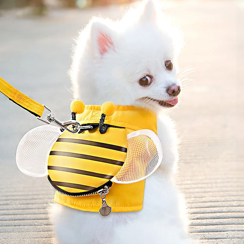 

Pet Dog Harnesses Leads with Cute Animals Little Bee Design Leads Supplies for Small Dogs Bichon Teddy Pomeranian Yorkie Poodle
