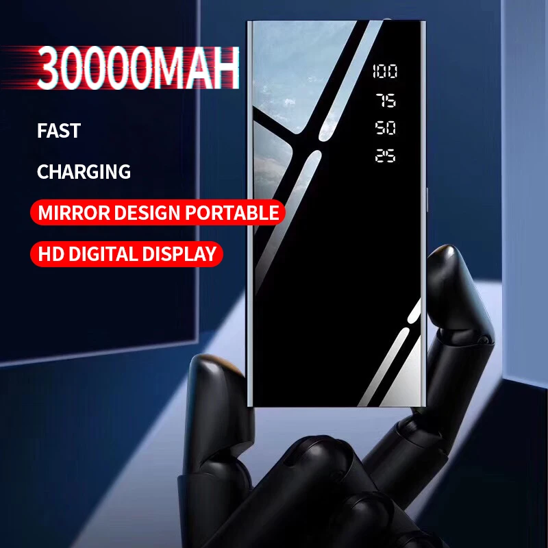 

Power Bank 30000mAh Flashlight LED Digital Display Fast Charging Powerbank External Battery Charger For Xiaomi Mi Iphone
