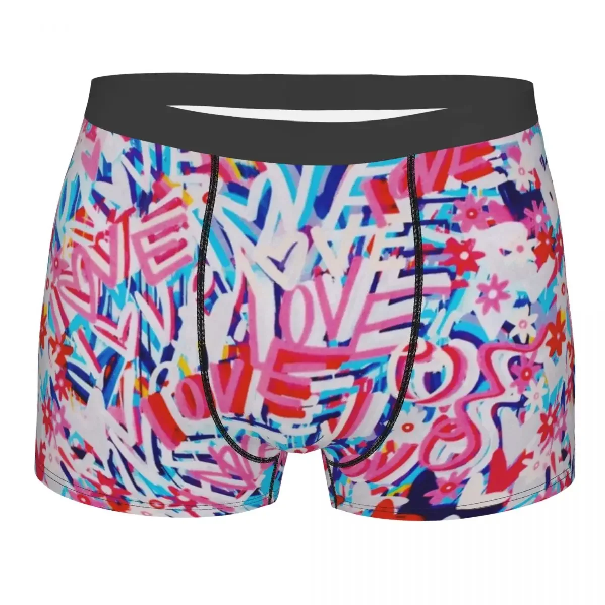 Мужские трусы-боксеры в стиле граффити черные трусы со средней посадкой
