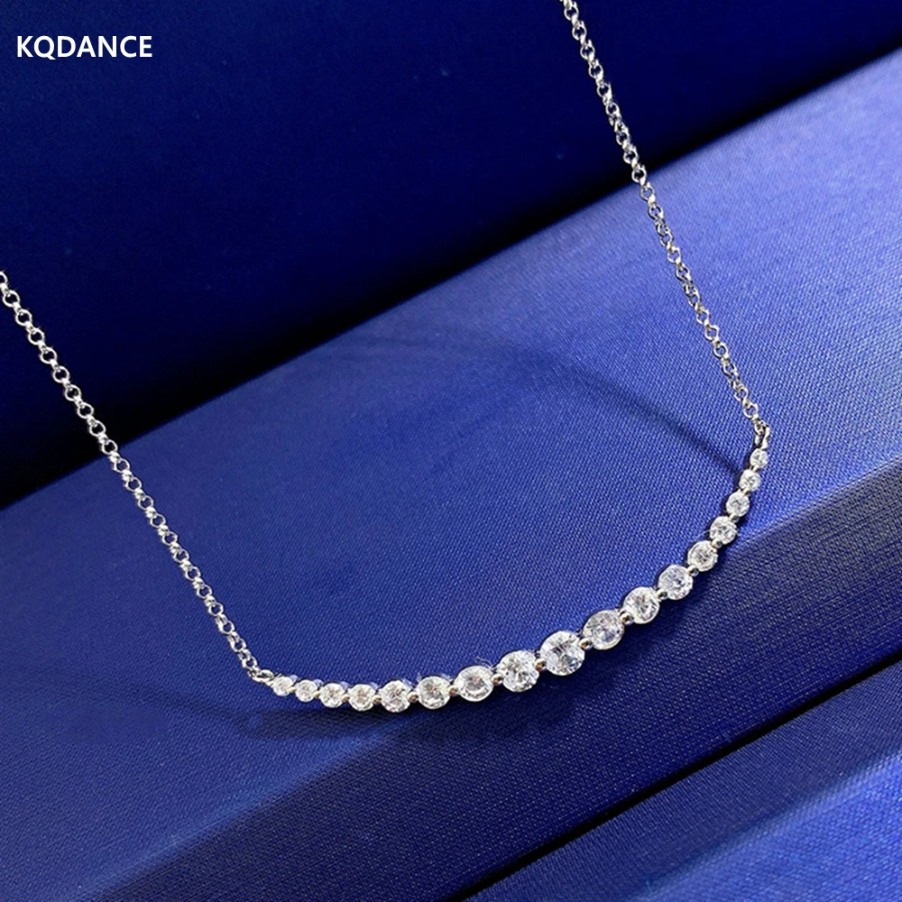 

Корейская мода KQDANCE ожерелье из серебра 925 пробы с высокоуглеродистыми бриллиантами и улыбкой с Белым Круглым камнем ювелирные изделия для женщин