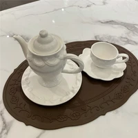 silicone flower placemat tableware oil resistant heat insulation non slip tablemat cup pad kitchen washable coaster