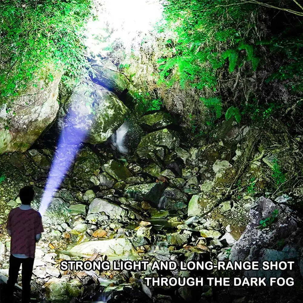 

7led Cob Side Light Powerful Flashlight Power Bank High Rechargeable Flashlights Lantern Power Lamp Torches Torch Portable H6f5