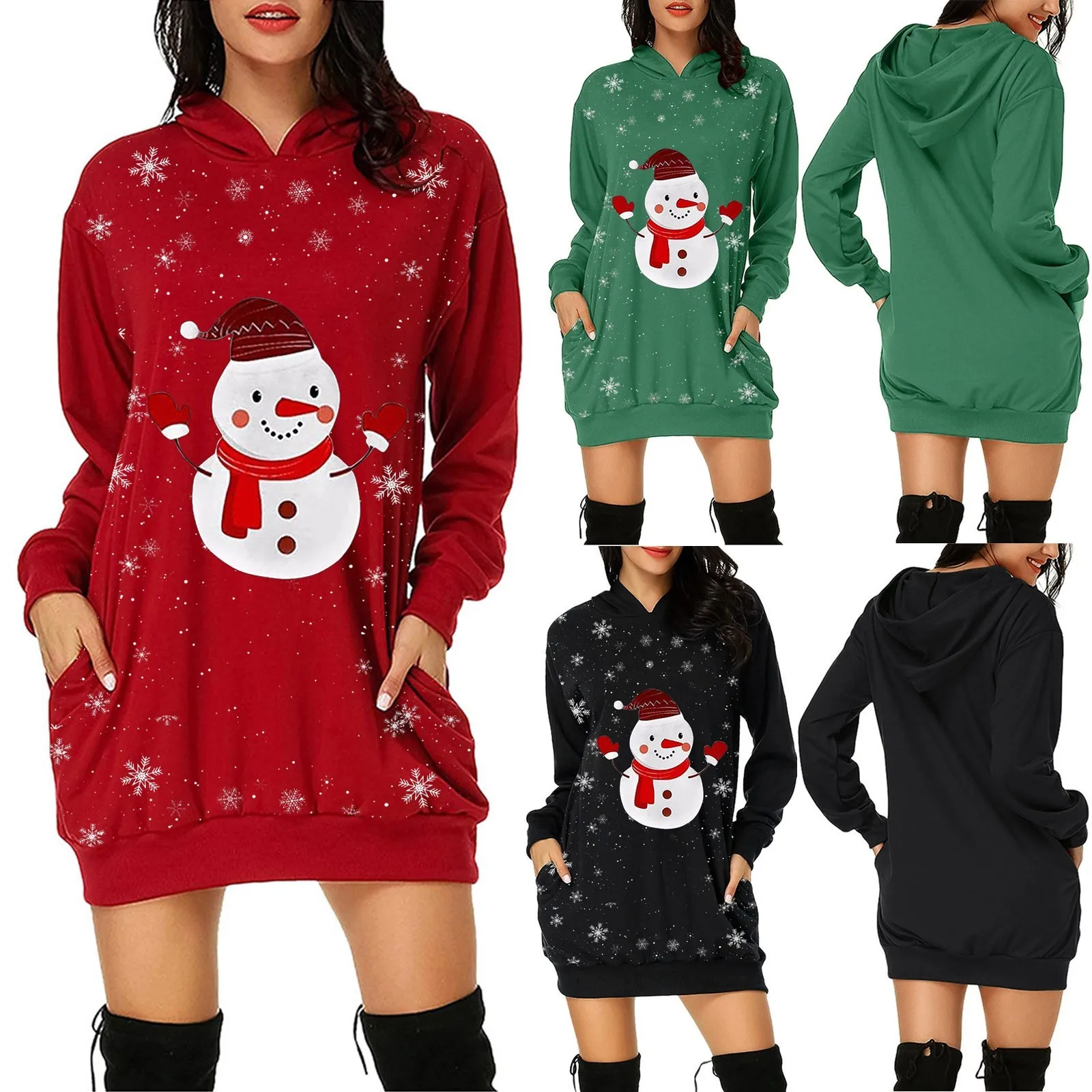 

Christmas Dress 2022 New Year's Clothes Women Casual Loose Long Sleeve Party Hoodie Dresses Santa Claus Print Xmas Vestidos Gift