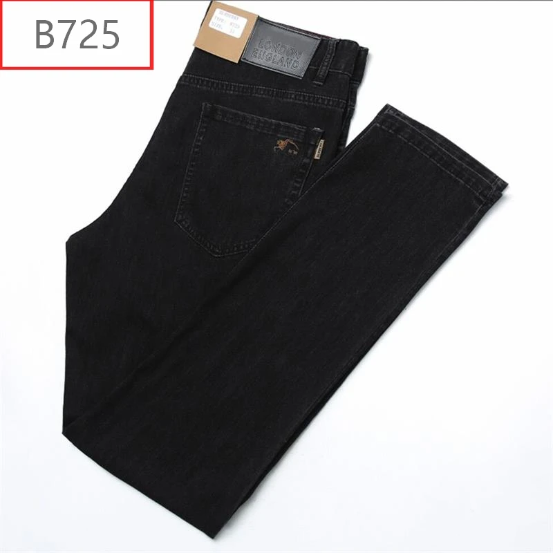 

Светильник Роскошные брендовые черные синие мужские джинсы модные высококлассные Стрейчевые прямые деловые брюки