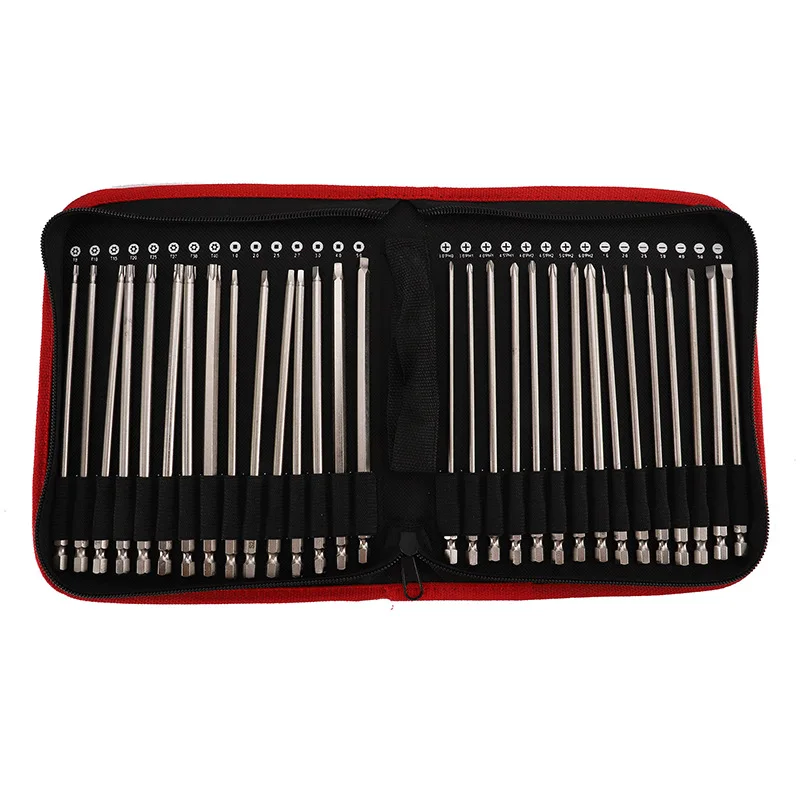 

30PC Extra Long Security Screwdriver Bits Set S2 Steel with Strong Magnetic 100mm/150mm Length Storage Bag Packing