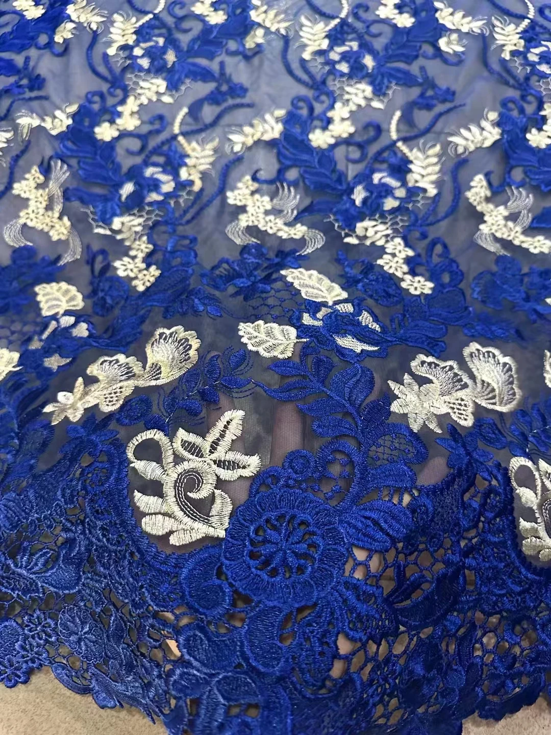 Новая Водорастворимая двухцветная сетчатая трехмерная кружевная вышитая ткань