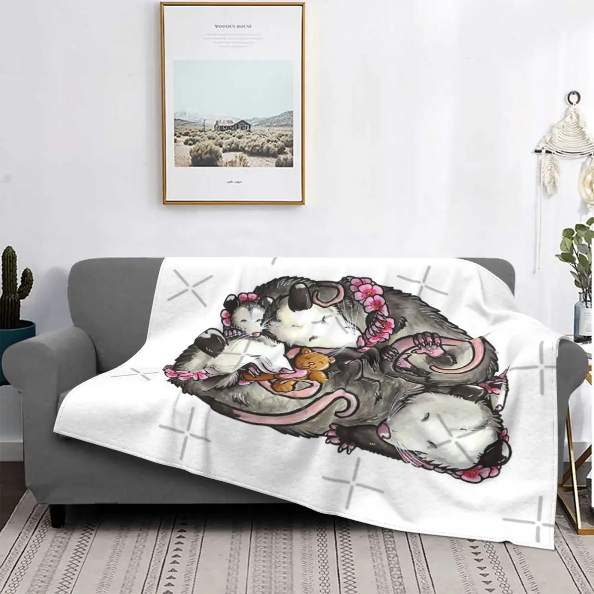 

Opossums-Manta con capucha para dormir, colcha a cuadros, edredones para cama