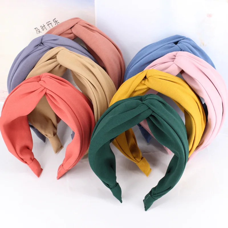 New Classic Turban Women Headband Solid Hairband Wide Side Hair Band Solid Wide Plastic Hair Hoop Accessories
