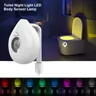 Ночник для туалета с пассивным инфракрасным датчиком движения, s светодиодный ночной Светильник для ванной комнаты, 8 цветов, освещение для туалета, ванной комнаты
