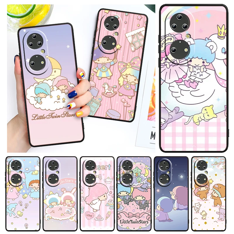 

Little Twin Stars Cartoon Phone Case For Huawei P50 P40 P30 P20 Lite 5G Nova Y70 Plus 9 SE Pro 5T Y9S Y9 Prime Y6 Black Funda