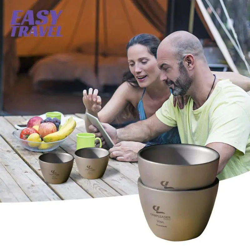 

Sturdy Camping Mug Durable Lightweight Tea Cup 50ml Double Walled Liquor Cup Hermal Insulated Coffee Mug Tableware Titanium