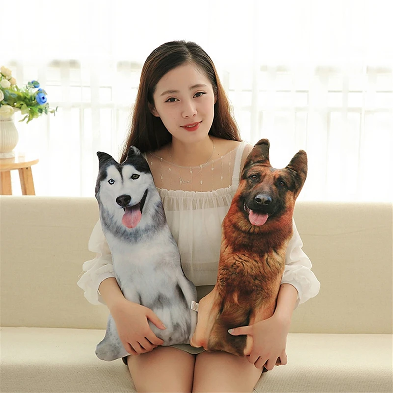 

3D Cute Bend Dog Printed Throw Pillow Lifelike Animal Funny Dog Head Cosplay Children Favorite Toy Cushion for Home 1PC