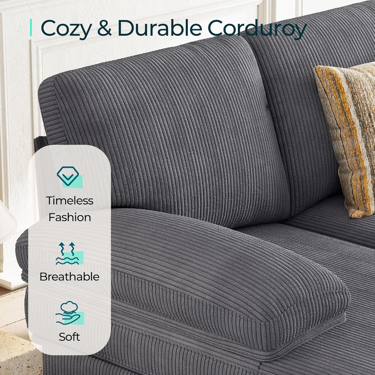 Диван секционный Linsy для дома вельветовый U-образный диван с двумя подлокотниками