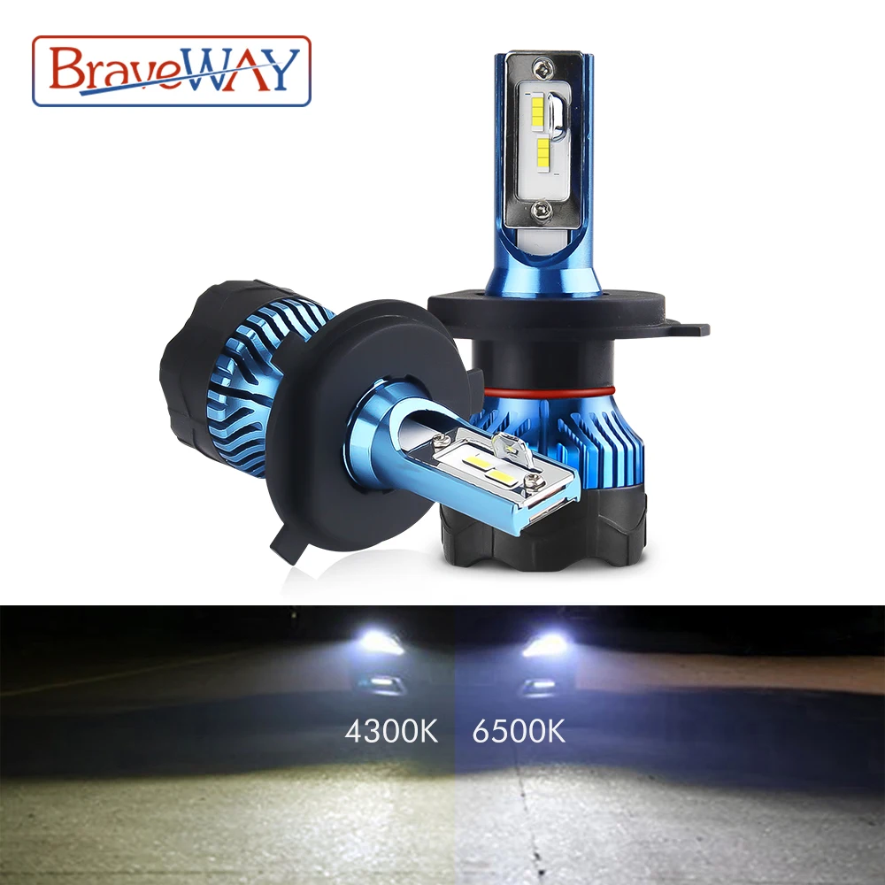 BraveWay H4 Led Headlight LED Bulb for Car Fog Light Bulb H1 H3 H7 LED H11 9005 9006 HB3 HB4 12000LM 12V Diode Lamps 4300K/6500K