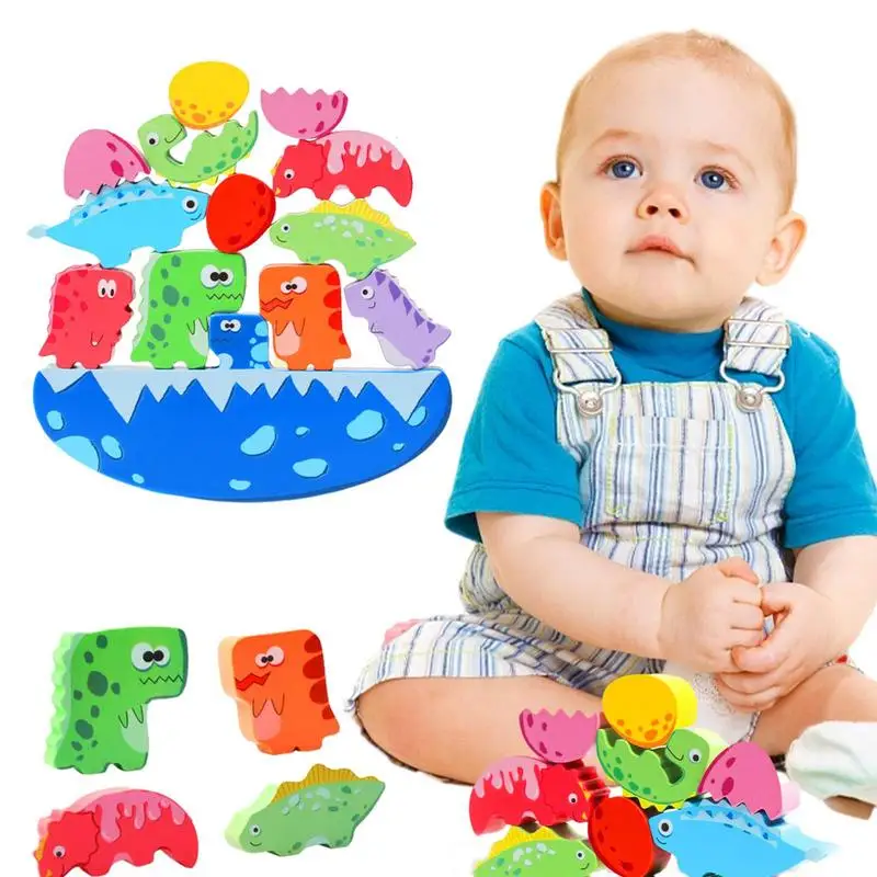 

Dinosaur Stacking Blocks Montessori Wooden Animal Building Blocks Portable Cute Stacking Game For Kids Colorful Children