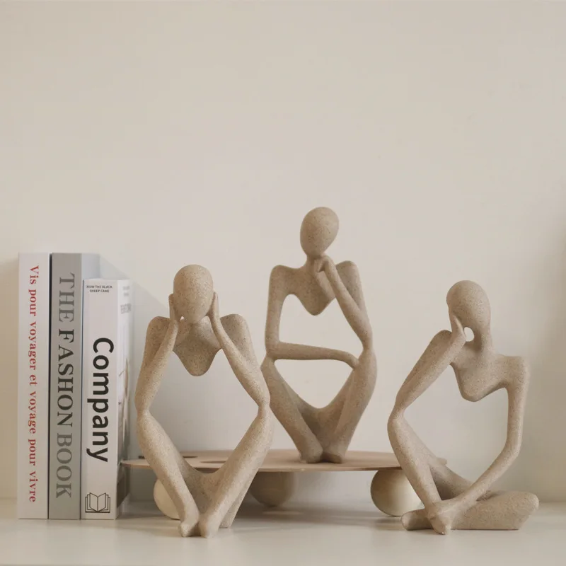 Modern Art Nordic Handmade Crafts Sculpture Thinker Statue Office Home Decoration Abstract Resin Figurine Desktop Decor