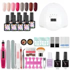 Набор для маникюра SHELLOLOH с УФ-светодиодсветодиодный лампой, аппаратом для маникюра, базовым и верхним покрытием, инструменты для маникюра, Гель-лак для ногтей