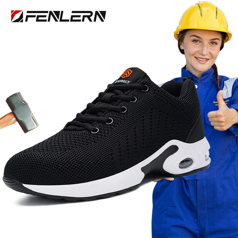 Fenlern Men Safety Shoes Women Light Weight Work Size 35 Steel Toe Shoes for Women Winter Work Shoes Women Safty Sneaker